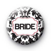 Black and Red Bride Wedding Badges