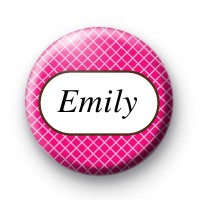 Bright Pink Check Custom Name Badge