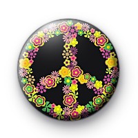 Bright Floral Peace Sign Badges