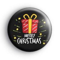 Black Merry Christmas Present Badge Button Badges