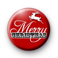 Red Merry Christmas Reindeer Badge
