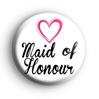 Pink Hearts Maid of Honour Badge