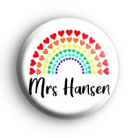 Personalised Teacher Rainbow Love Hearts Badge