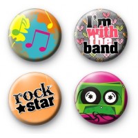 Set of 4 Rock Music Badges