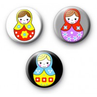 Set of 3 Matryoshka Doll Badges