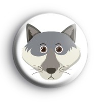 Wolf Face Button Badge